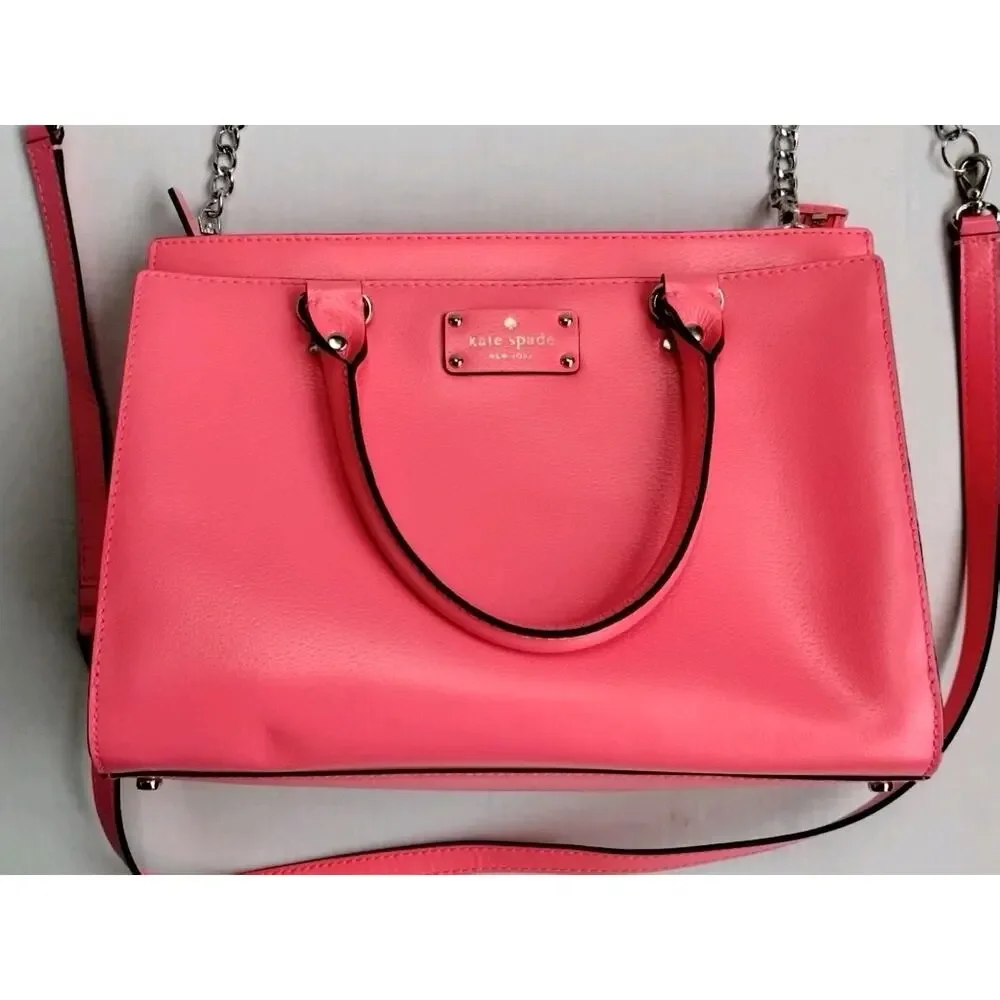 Kate Spade NY NEW Wellesley Quinn Pink Leather Satchel Crossbody Handbag Purse